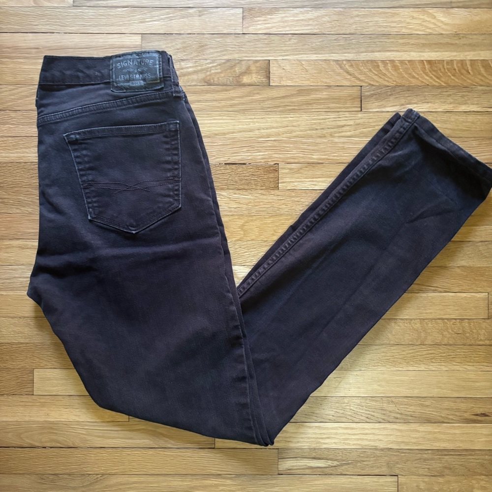 Levi Strauss‎ Signature Gold Jeans Mens 34x34 Black Skinny Straight Rocker Goth